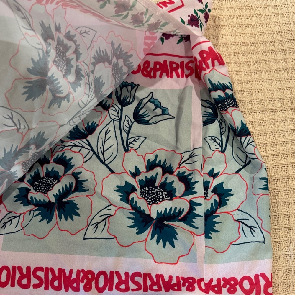 Floral Print Wrap Skirt - Red and Blue - Picture 8 of 11
